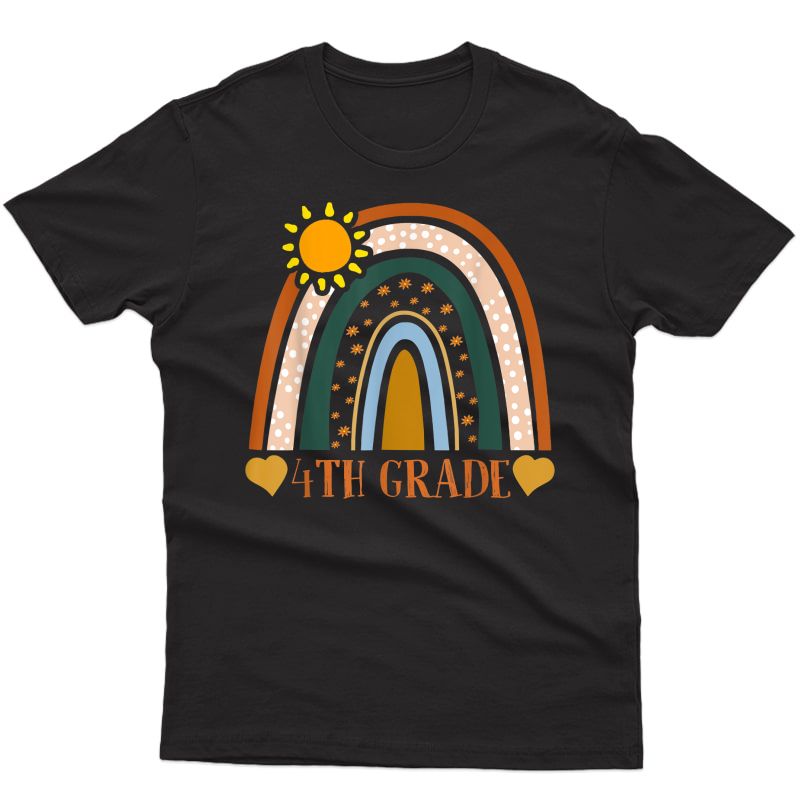 4th Fourth Grade Tea Students Rainbow Back School Gift T-shirt