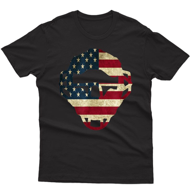 Baseball Cats Mask Gear T-shirt American Flag Baseballin