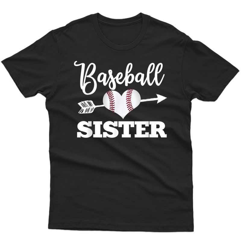 Baseball Sister Heart Cool Softball Usa Sports Player Gift T-shirt