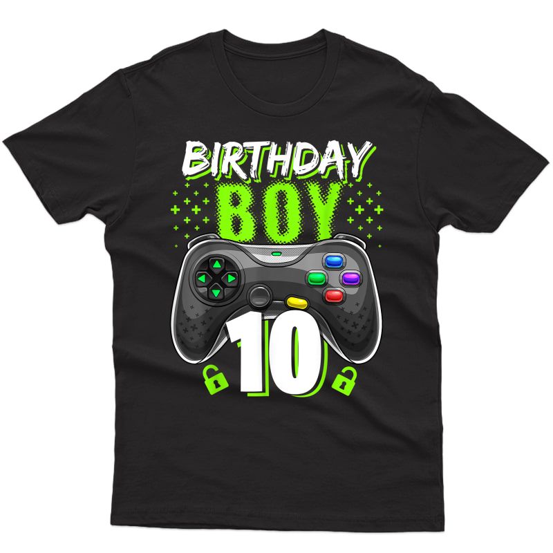 Birthday Boy 10 Video Game Controller Gamer 10th Birthday T-shirt