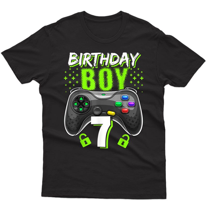 Birthday Boy 7 Video Game Controller Gamer 7th Birthday Gift T-shirt