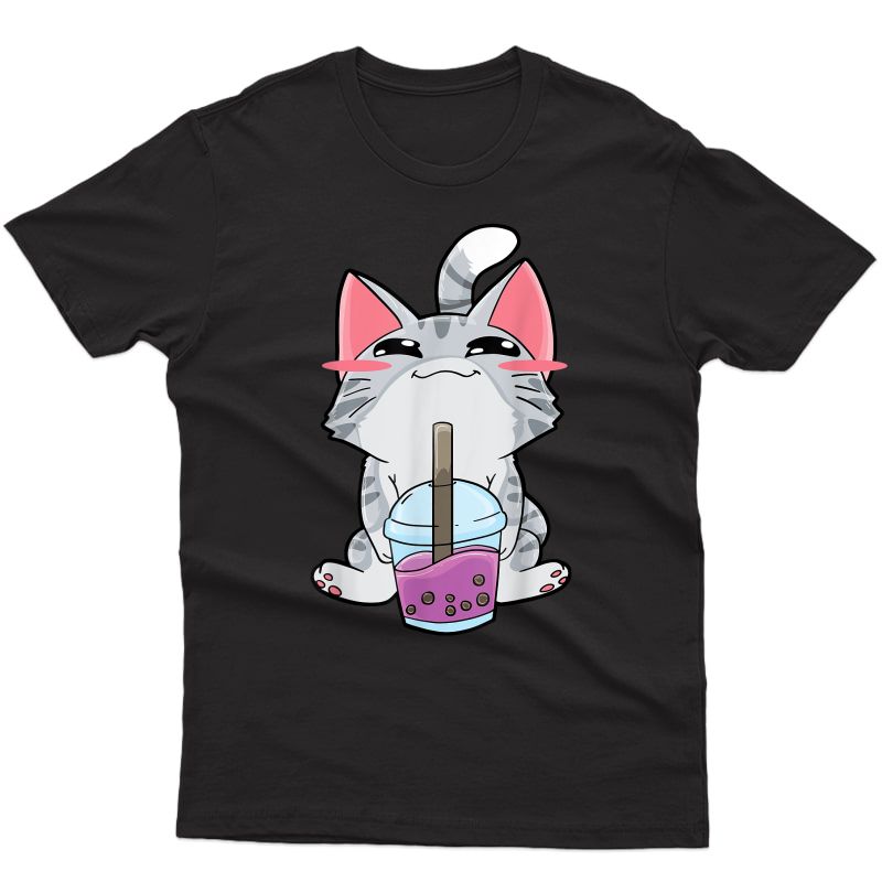 Boba Tea Bubble Tea Cat Anime Kawaii Neko Lover Japanese T-shirt