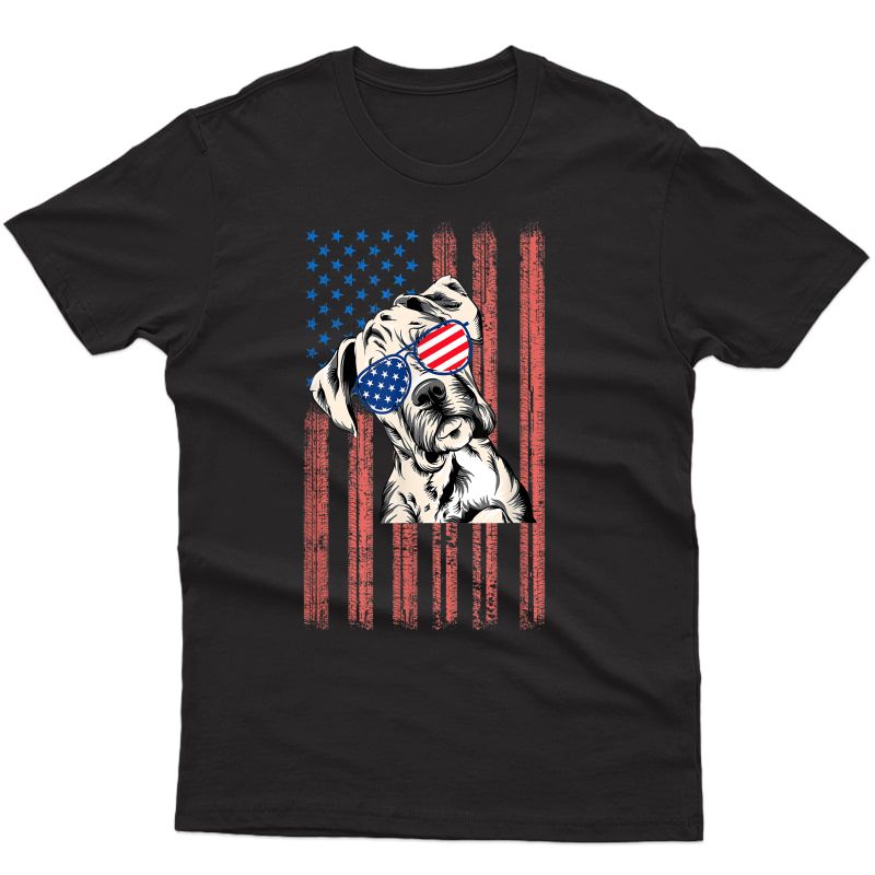 Boxer 4th Of July American Flag Dog Sunglasses Shirt T-shirt