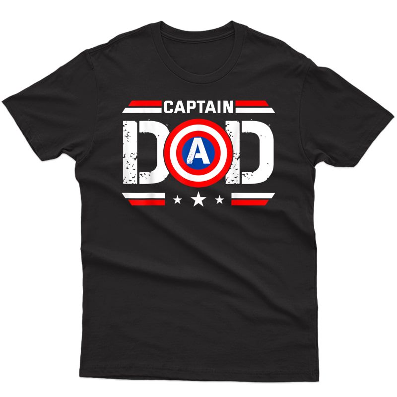 Captain Dad Superhero Funny Fathers Day Vintage Dad T-shirt