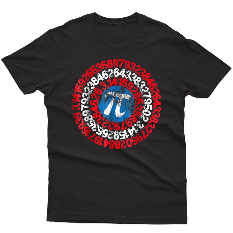 Captain Pi Superhero Shield Funny Math Pi Day T-shirt