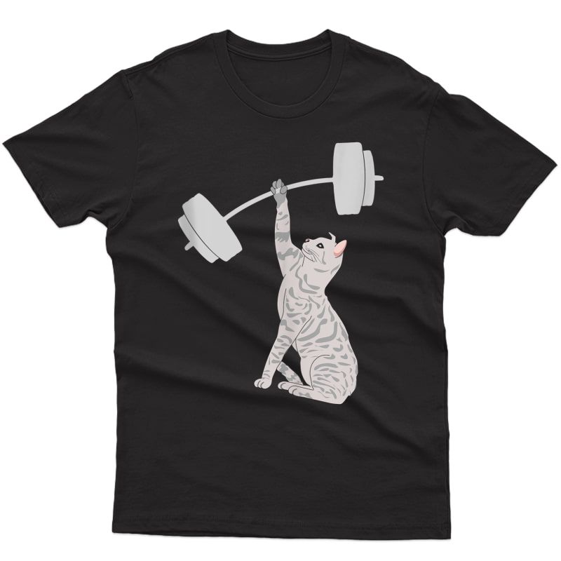 Cat Deadlifting Funny Ness Gym Lover Cat Barbell Tank Top Shirts
