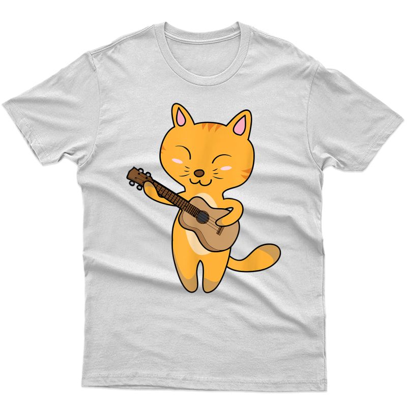 Cat Playing Ukelele Shirt | Cool Kitten Uke Artist Tee Gift