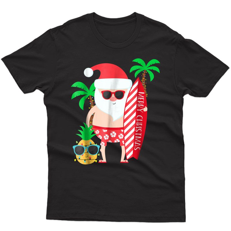 Christmas In July Party Costume Clothing Santa Surfing Shirt