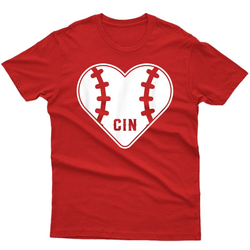 Cincinnati Baseball Heart And Stitches Icon T-shirt