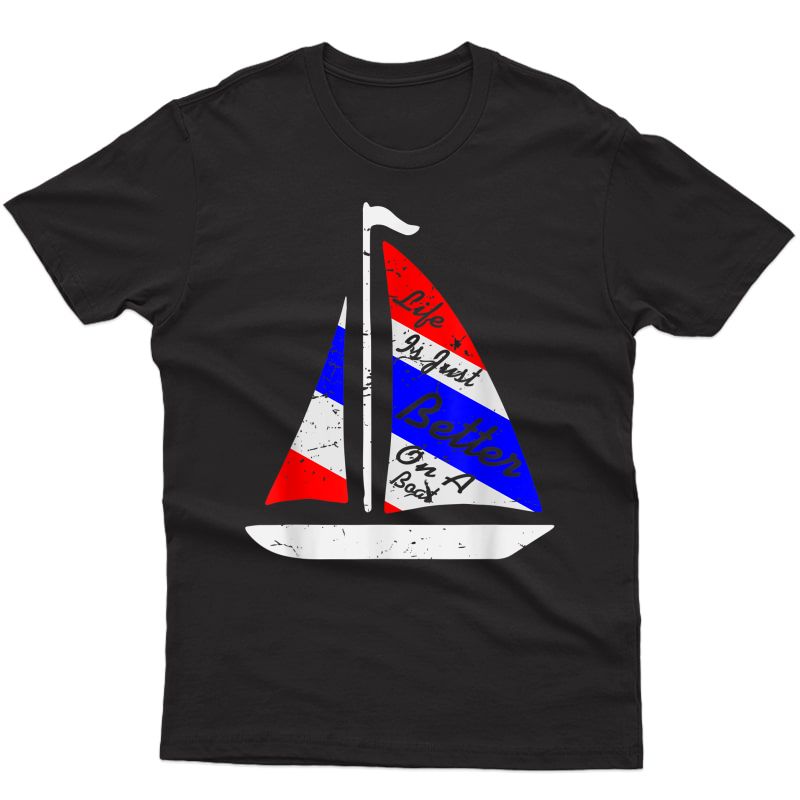 Cool Sunfish Sailboat Usa Colors Sailing T-shirt