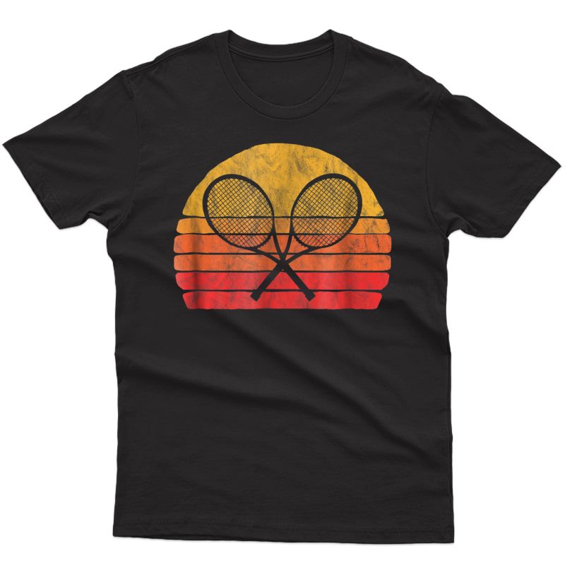 Crossed Tennis Racquet - Retro 80s Sun Vintage T-shirt