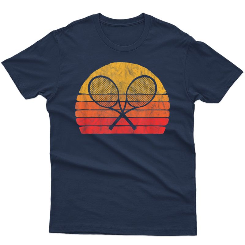 Crossed Tennis Racquets Retro 80s Sun Vintage Graphic T-shirt