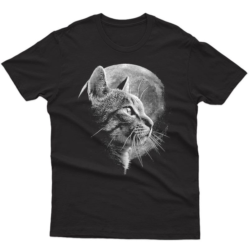 Cute Cat With Moon - Funny Cat T-shirt