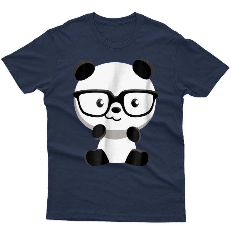 Cute Little Bear Panda Nerd With Glasses T-shirt