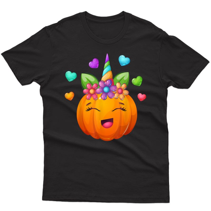 Cute Unicorn Pumpkin For Halloween Design T-shirt