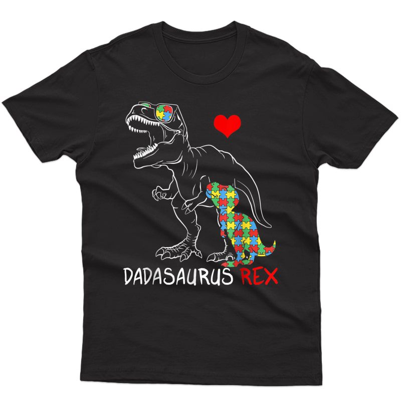 Dadasaurus Daddy Rex Autism Awareness Proud Dad Father's Day T-shirt