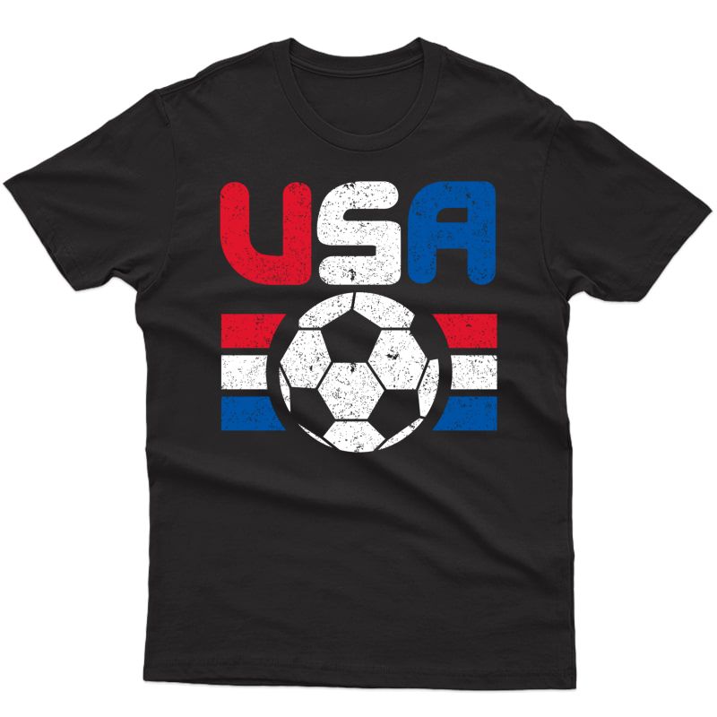 Distressed Red, And Blue Soccer Flag Shirts Of The Usa T-shirt