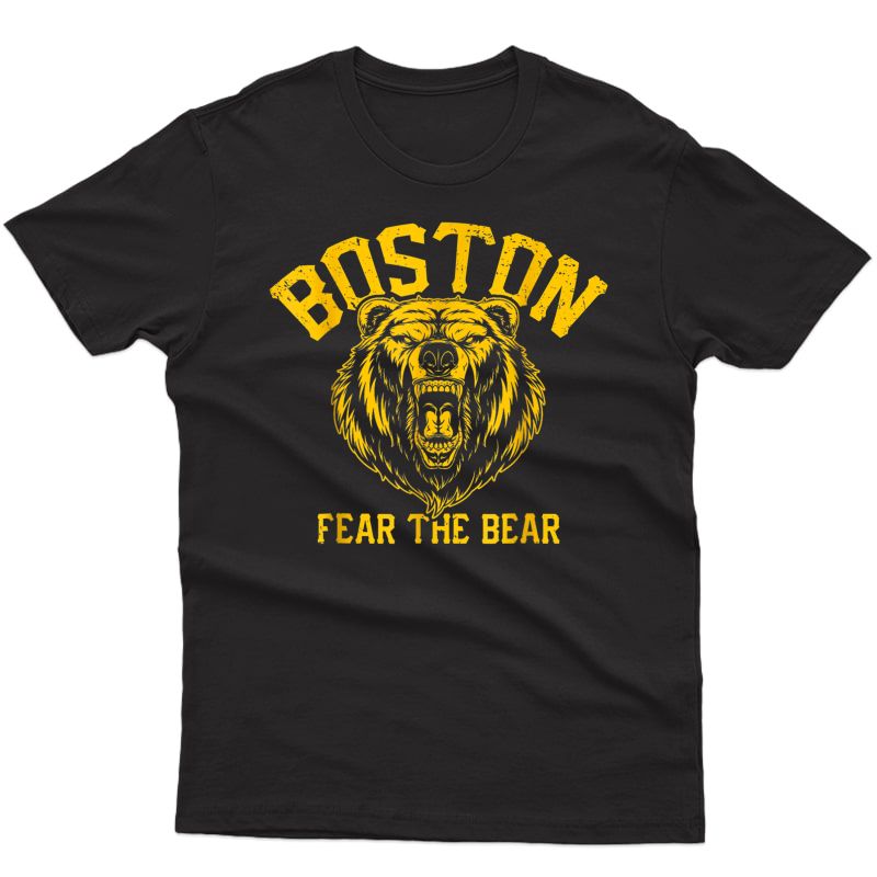 R The Bear Hockey Be A.ware Of Bos.ton Bruin Wild Forest T-shirt