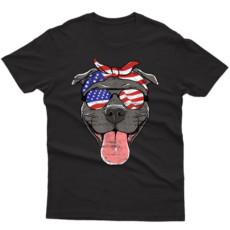 Fourth Of July Dog Lovers Patriotic Pup Distressed Design T-shirt