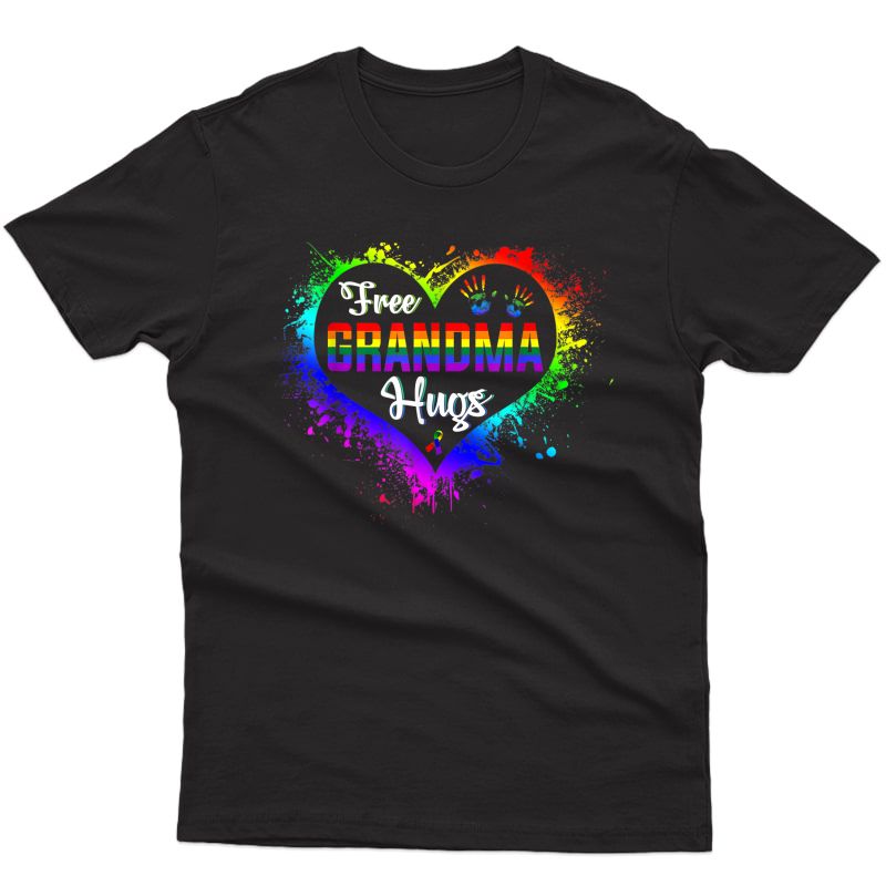 Free Grandma Hugs Lbgt Heart Rainbow Gay Pride Month Gift T-shirt