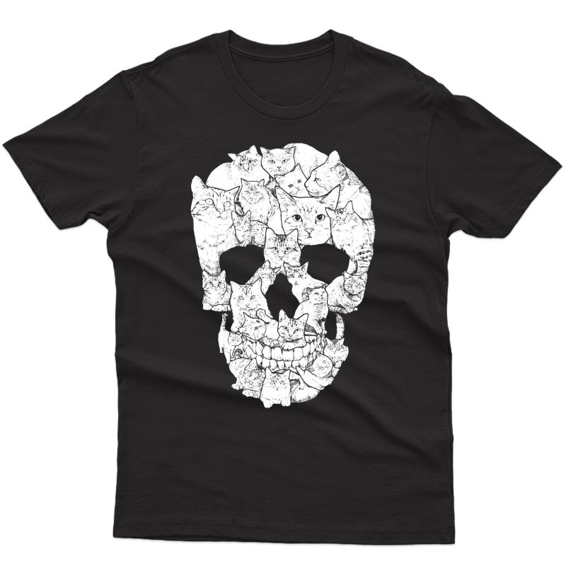 Funny Halloween Cat Skull Gift Cat Lover Kitty Skeleton Pullover Shirts