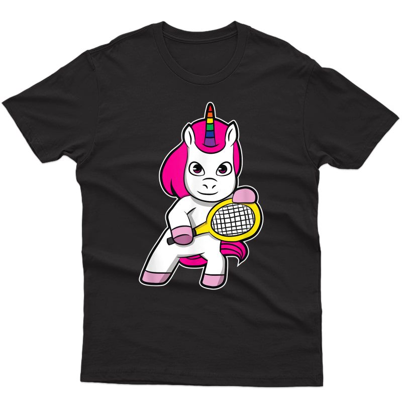 Funny Tennis Playing Unicorn T-shirt For Tennis Player Gift