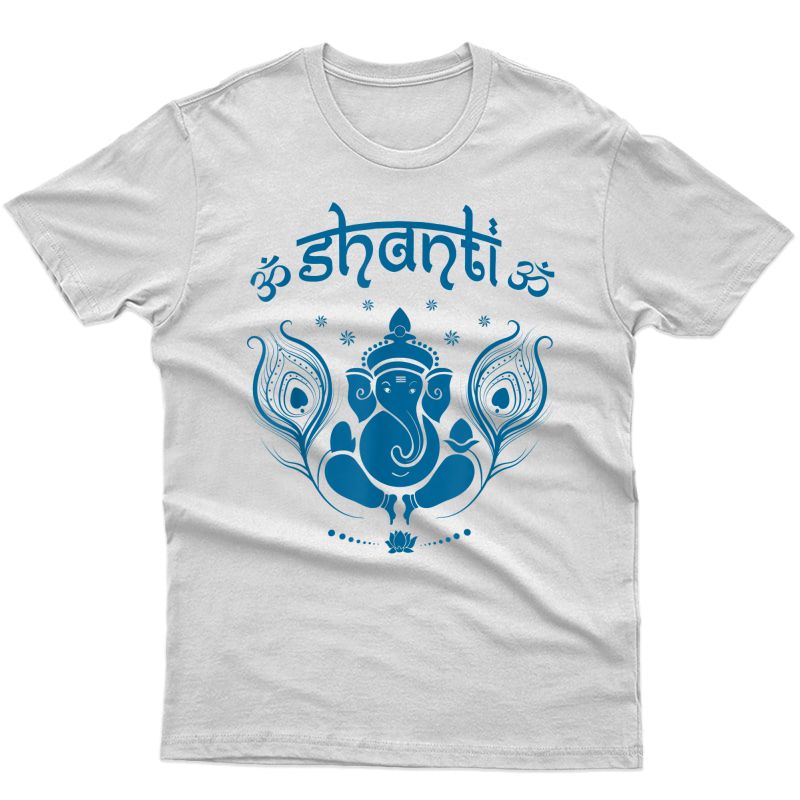 Ganesh Hindu Elephant God Om Shanti Peace Yoga T-shirt