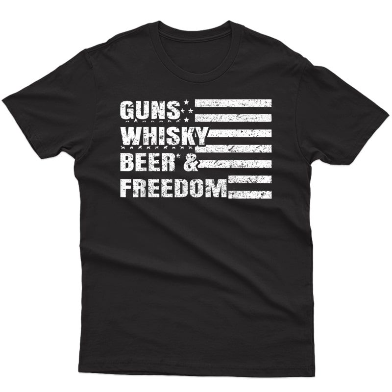 Gun Whisky Beer & Freedom American Flag T-shirt