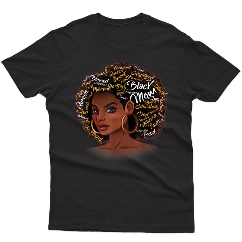 Happy Mother’s Day Black Mom Queen Afro African Woman T-shirt