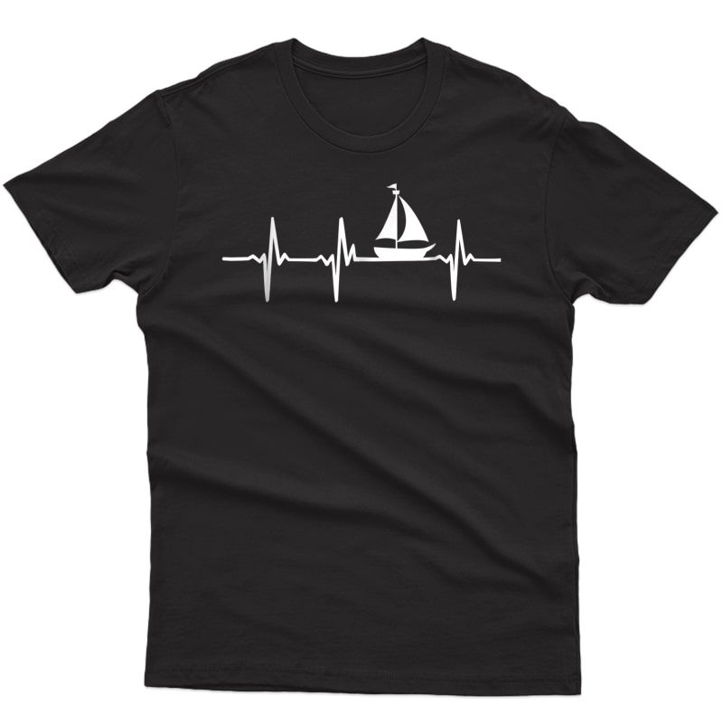 Heartbeat Sailing T-shirt For Sailors With Sailboat