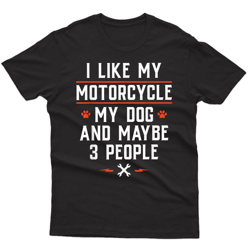 I Like My Motorcycle My Dog And Maybe 3 People - Funny Biker T-shirt