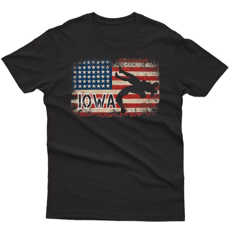 Iowa Wrestling American Flag Gift For Wrestler Premium T-shirt
