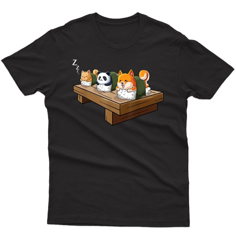 Kawaii Cat, Panda & Shiba Inu Dog Japanese Sushi Anime Otaku T-shirt