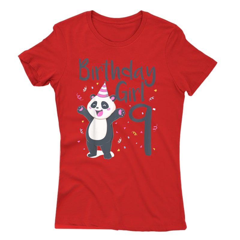  9 Year Old Panda Birthday Girl Cute Girls 9th Party Gift T-shirt