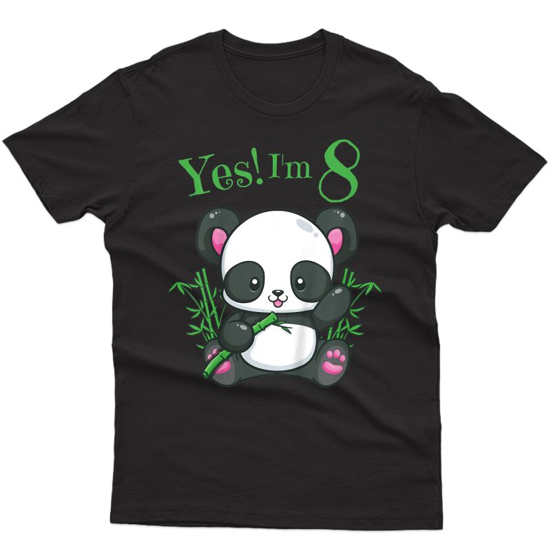  Panda 8th Birthday T Shirt Girls Gift Birthday Out Age 8