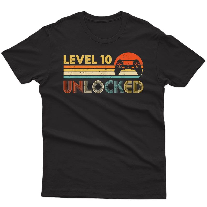 Level 10 Unlocked 10th Birthday Gift Vintage Gamer T-shirt