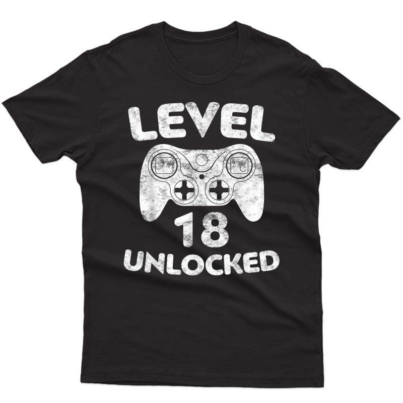 Level 18 Unlocked T-shirt 18th Video Gamer Birthday Gift T-shirt