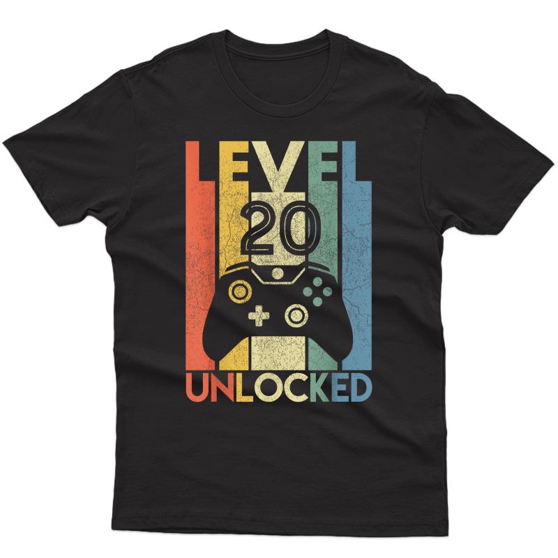 Level 20 Unlocked Shirt Funny Video Gamer 20th Birthday Gift T-shirt