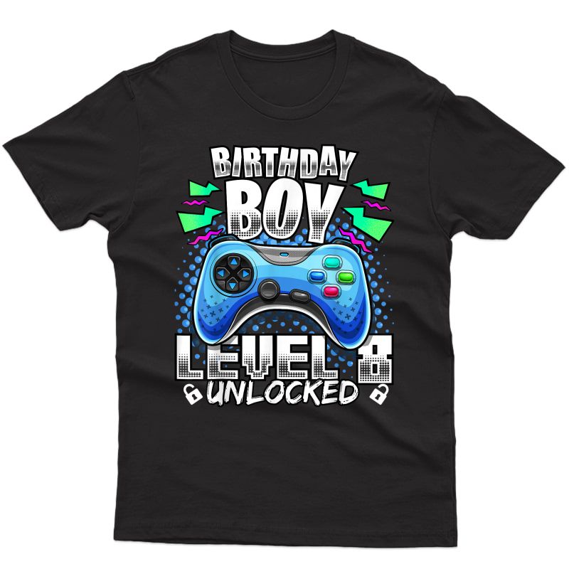 Level 8 Unlocked Video Game 8th Birthday Gamer Gift T-shirt
