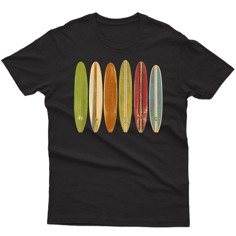 Longboard Surfboards Vintage Retro Style Surfing T-shirt