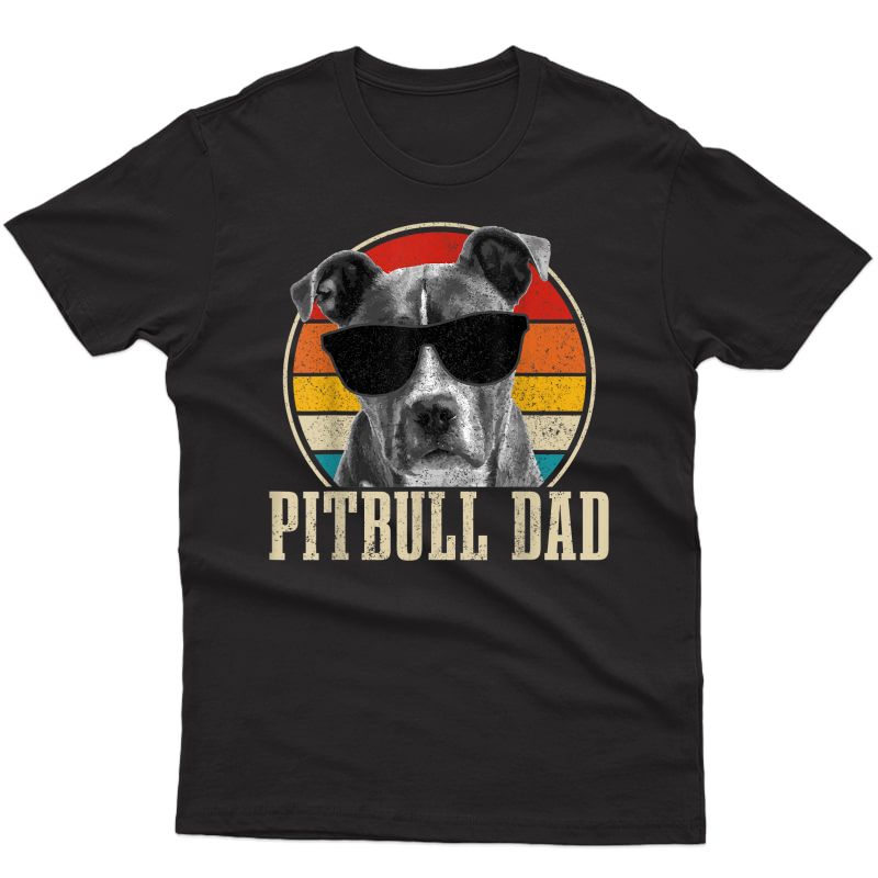 S Pitbull Dad Vintage Sunglasses Funny Dog Owner T-shirt
