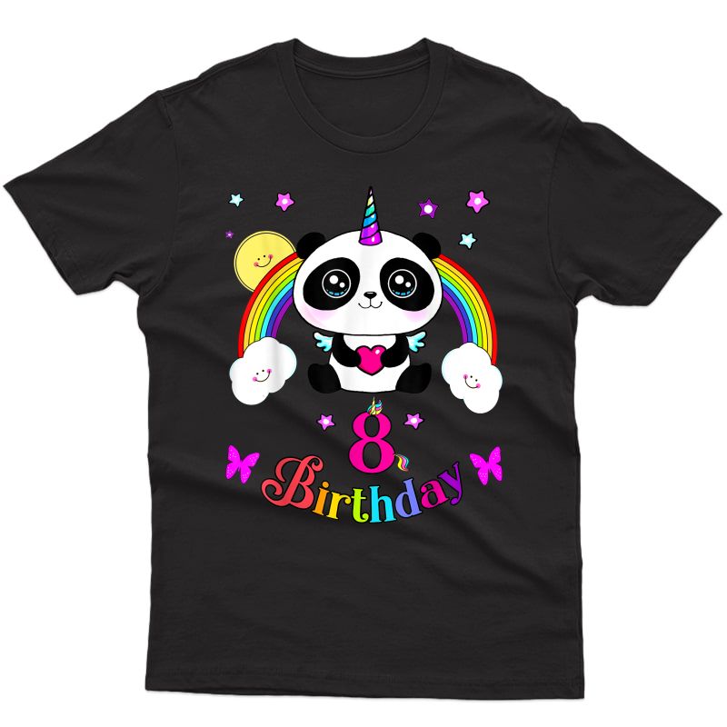 Panda 8th Birthday Shirt Girls Panda Bear Gift