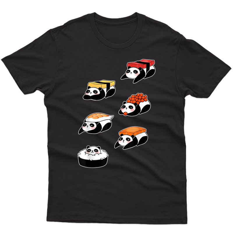 Panda Bear Sushi Sashimi Japanese Food Funny Cute T-shirt