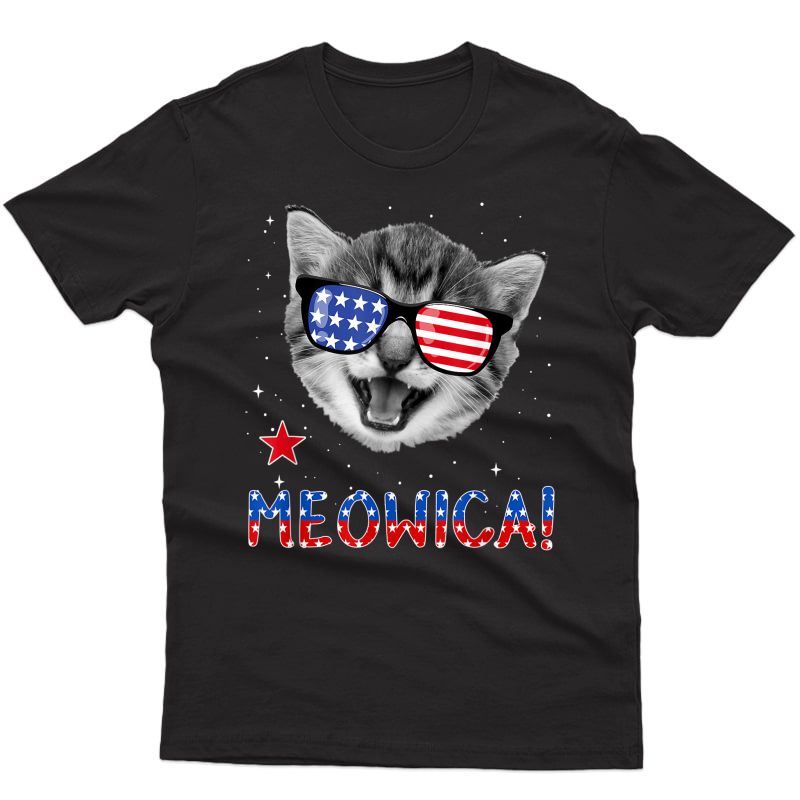 Patriotic Cat 4th Of July T-shirt Meowica American Flag Tee T-shirt