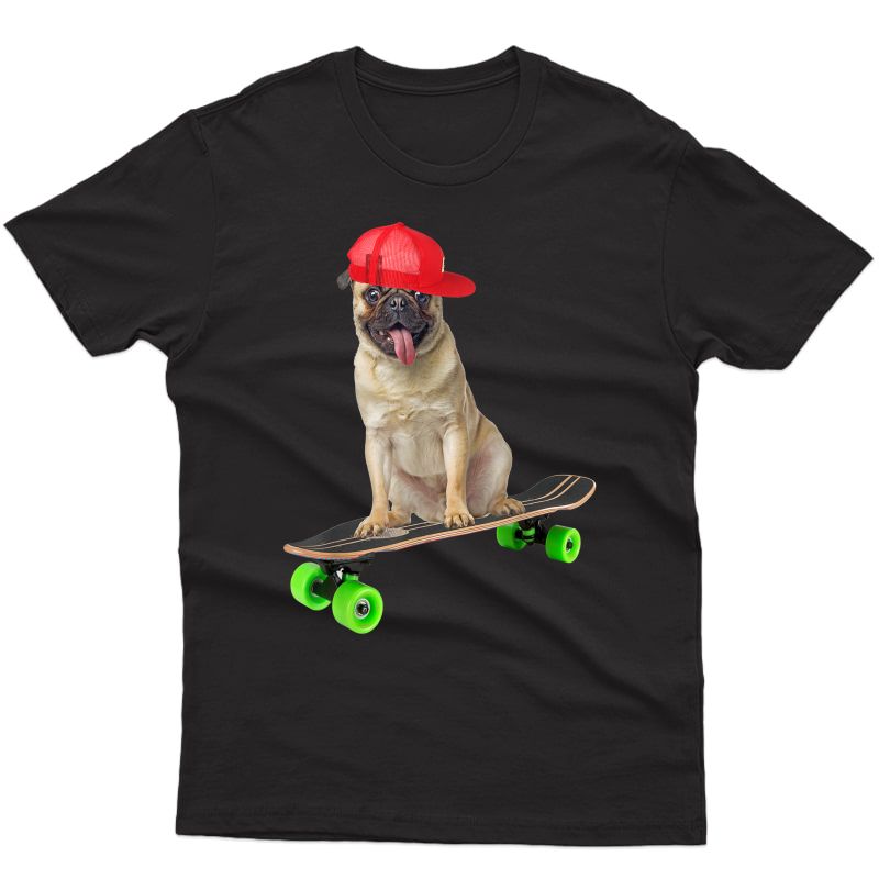 Pug Dog Skateboarding Skater Skateboarder T-shirt Girls T-shirt