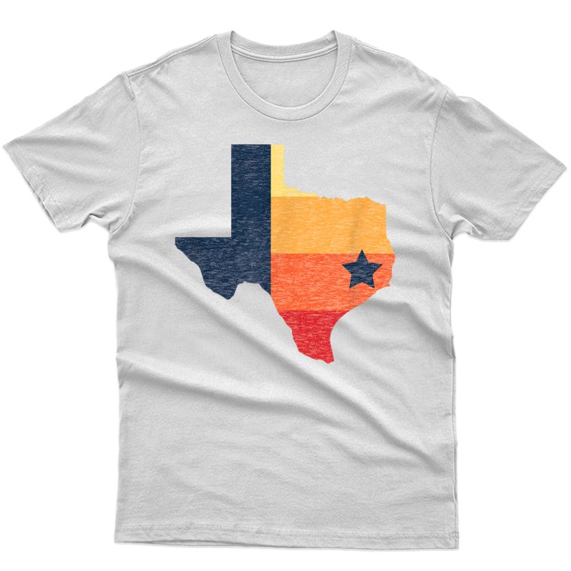 Retro Houston Baseball Colors Vintage Texas Map T-shirt