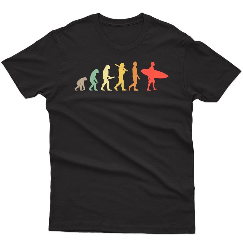 Retro Surfing Evolution Gift For Surfers T-shirt