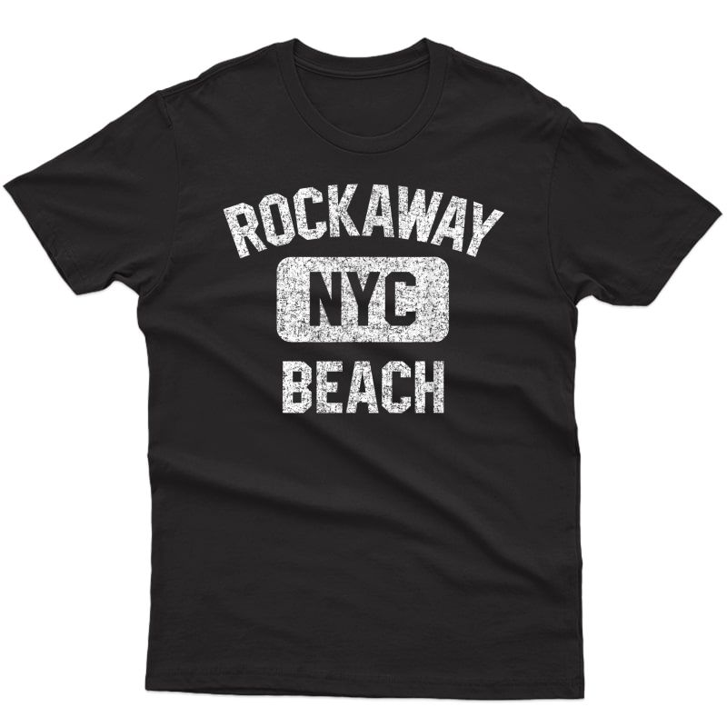 Rockaway Beach Nyc Gym Style Distressed Print T-shirt