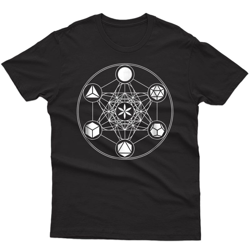 Sacred Geometry Yoga Metatrons Cube Platonic Solids T-shirt
