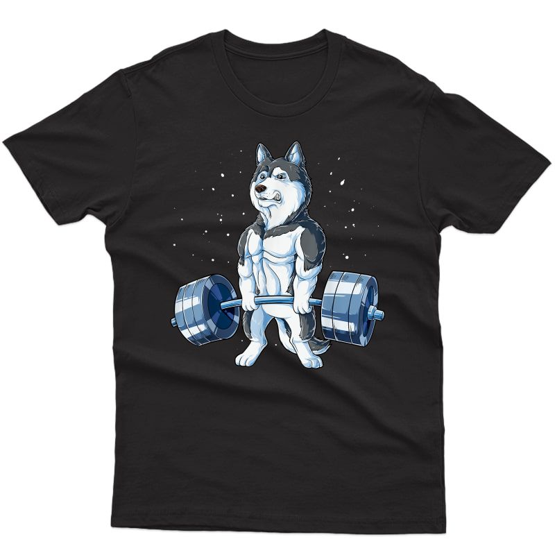 Siberian Husky Weightlifting Funny Deadlift Ness Gym T-shirt